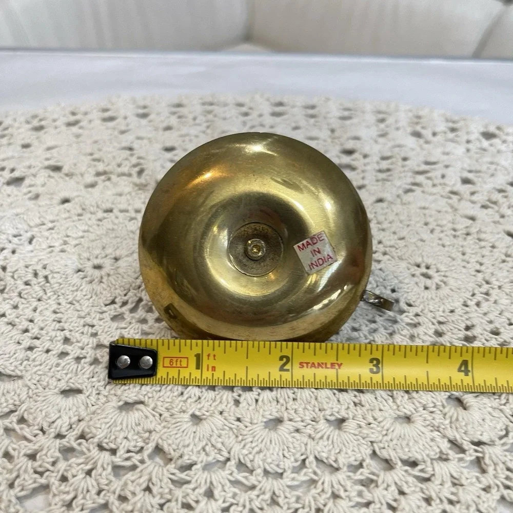 Vintage 1980s Solid Brass Mini Finger Loop Drip Tray Stick Candle Holder India